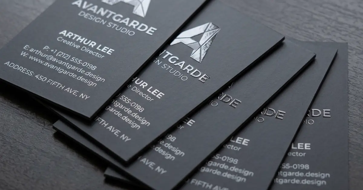 Premium business card printing samples with finishing options